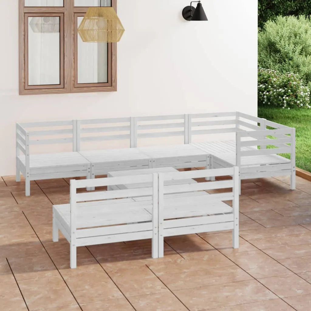 vidaXL Set Salotto da Giardino 8 pz in Legno Massello di Pino Bianco