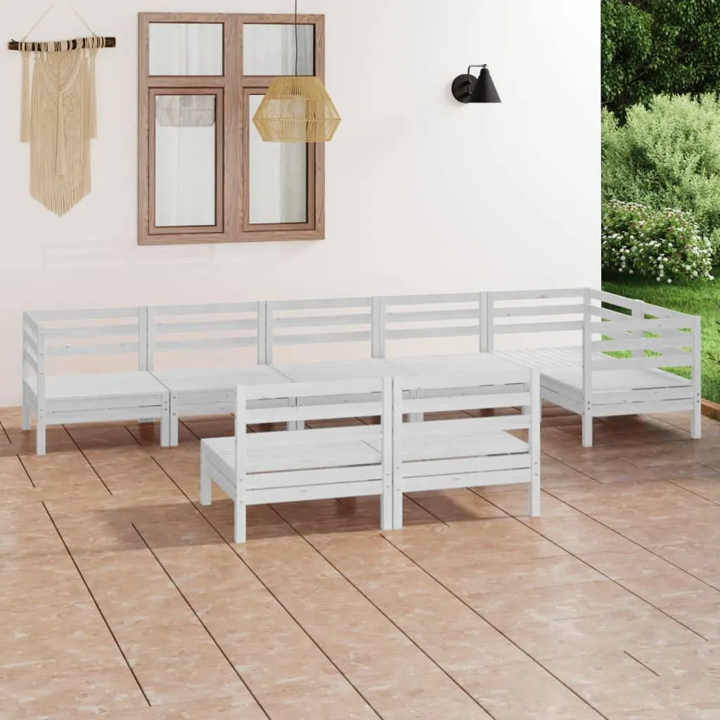 vidaXL Set Salotto da Giardino 8 pz in Legno Massello di Pino Bianco