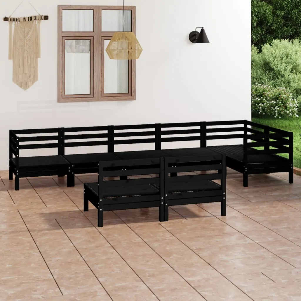 vidaXL Set Salotto da Giardino 8 pz in Legno Massello di Pino Nero