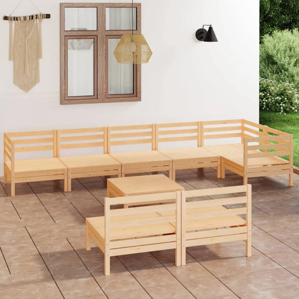 vidaXL Set Salotto da Giardino 9 pz in Legno Massello di Pino