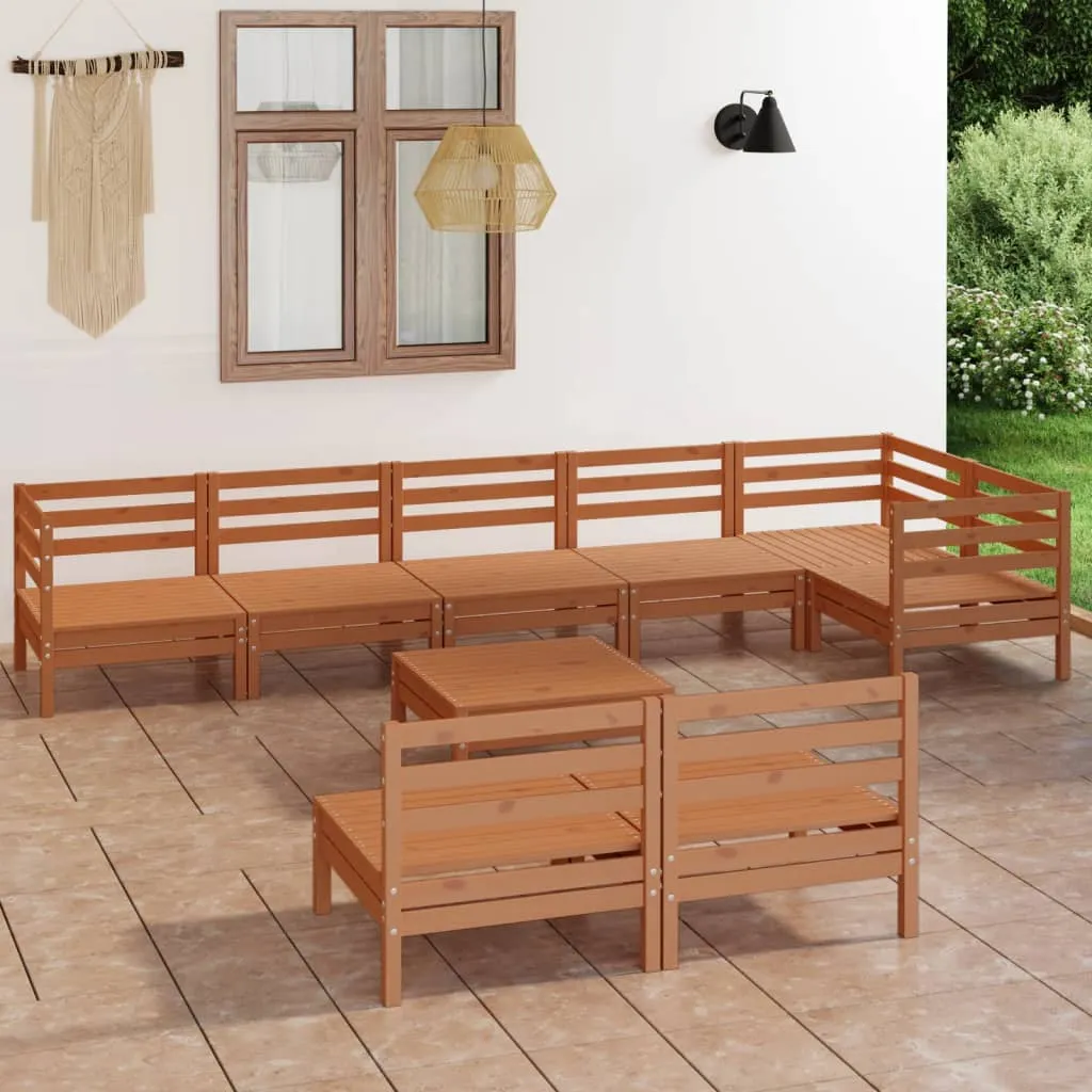 vidaXL Set Salotto da Giardino 9 pz in Legno Massello di Pino Miele