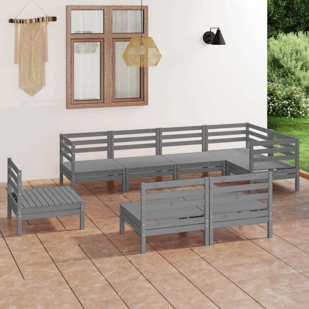 vidaXL Set Salotto da Giardino 8 pz in Legno Massello di Pino Grigio