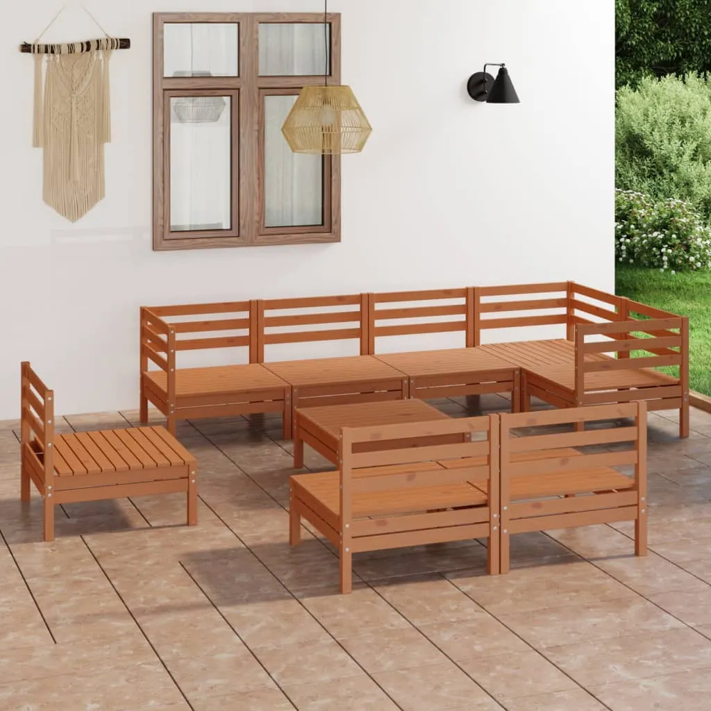 vidaXL Set Salotto da Giardino 9 pz in Legno Massello di Pino Miele