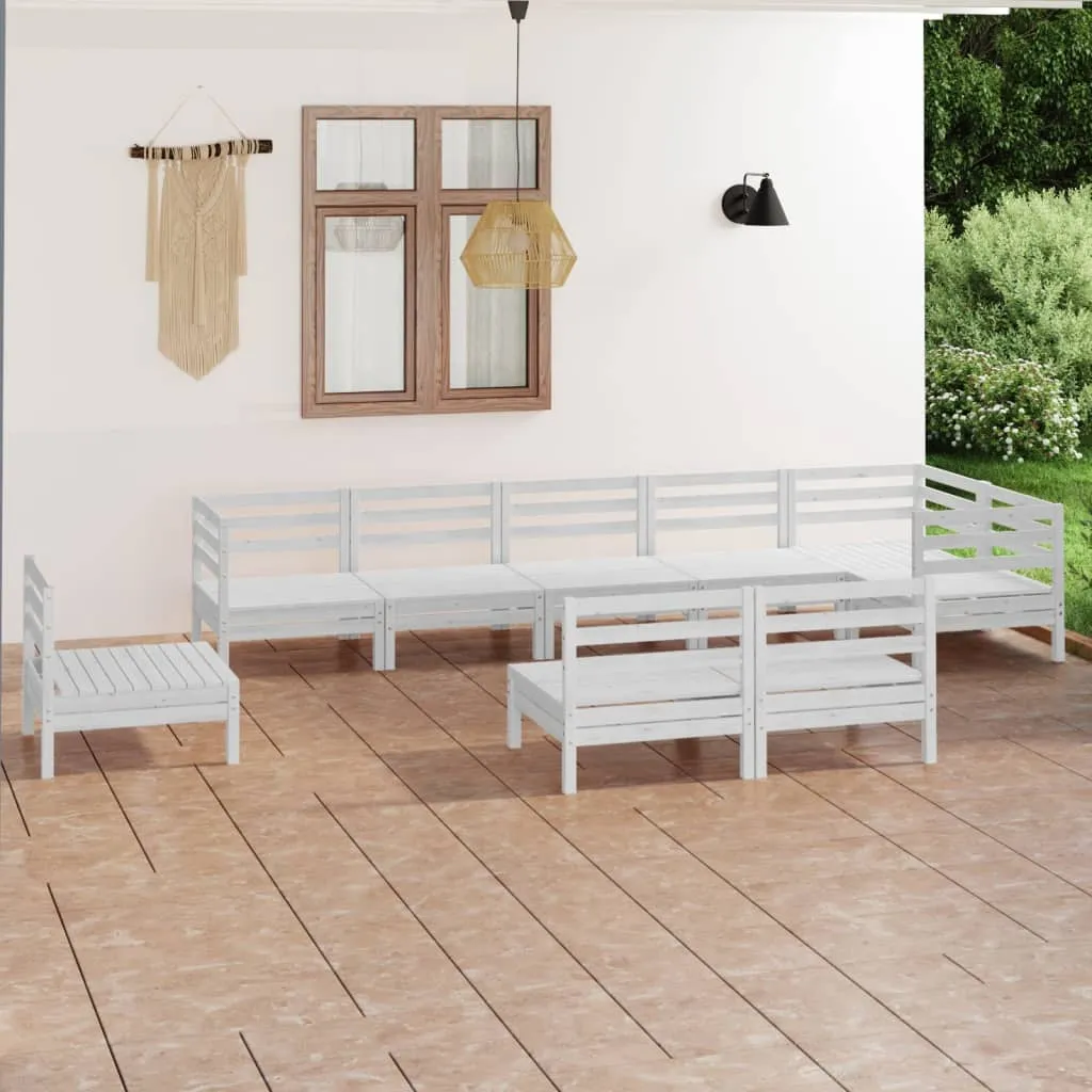 vidaXL Set Salotto da Giardino 9 pz in Legno Massello di Pino Bianco