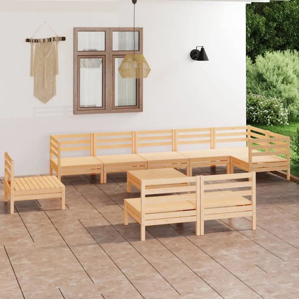 vidaXL Set Salotto da Giardino 10 pz in Legno Massello di Pino