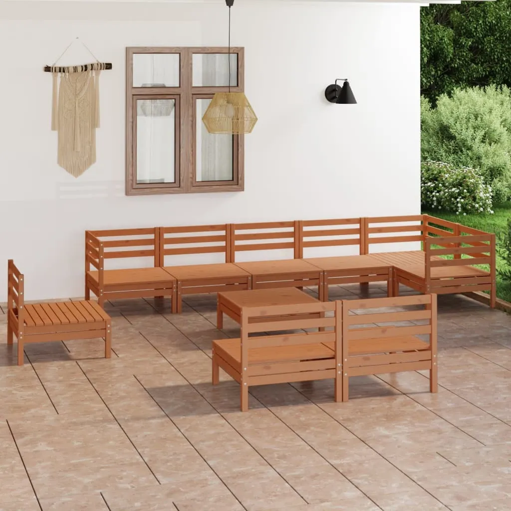 vidaXL Set Salotto da Giardino 10 pz in Legno Massello di Pino Miele