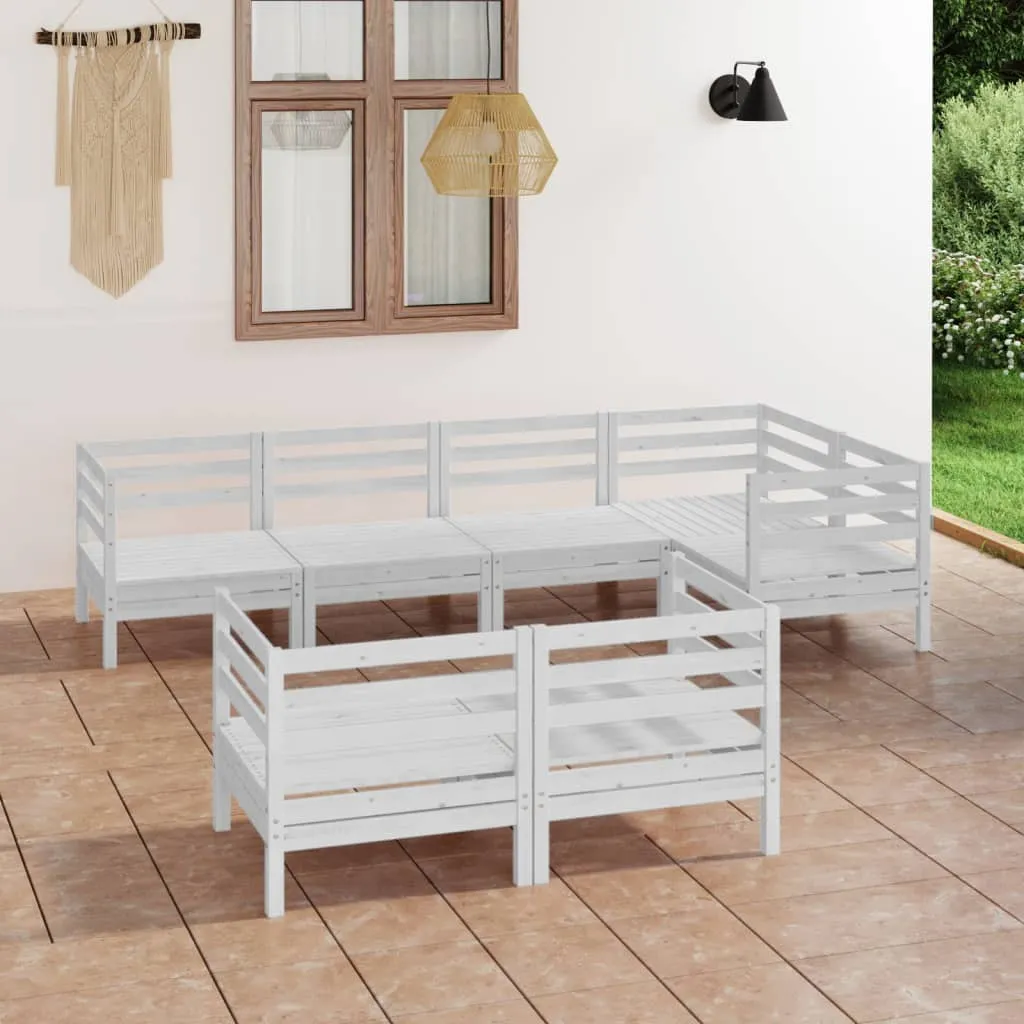 vidaXL Set Salotto da Giardino 7 pz in Legno Massello di Pino Bianco