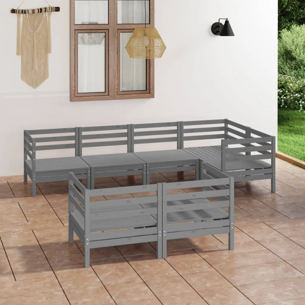 vidaXL Set Salotto da Giardino 7 pz in Legno Massello di Pino Grigio