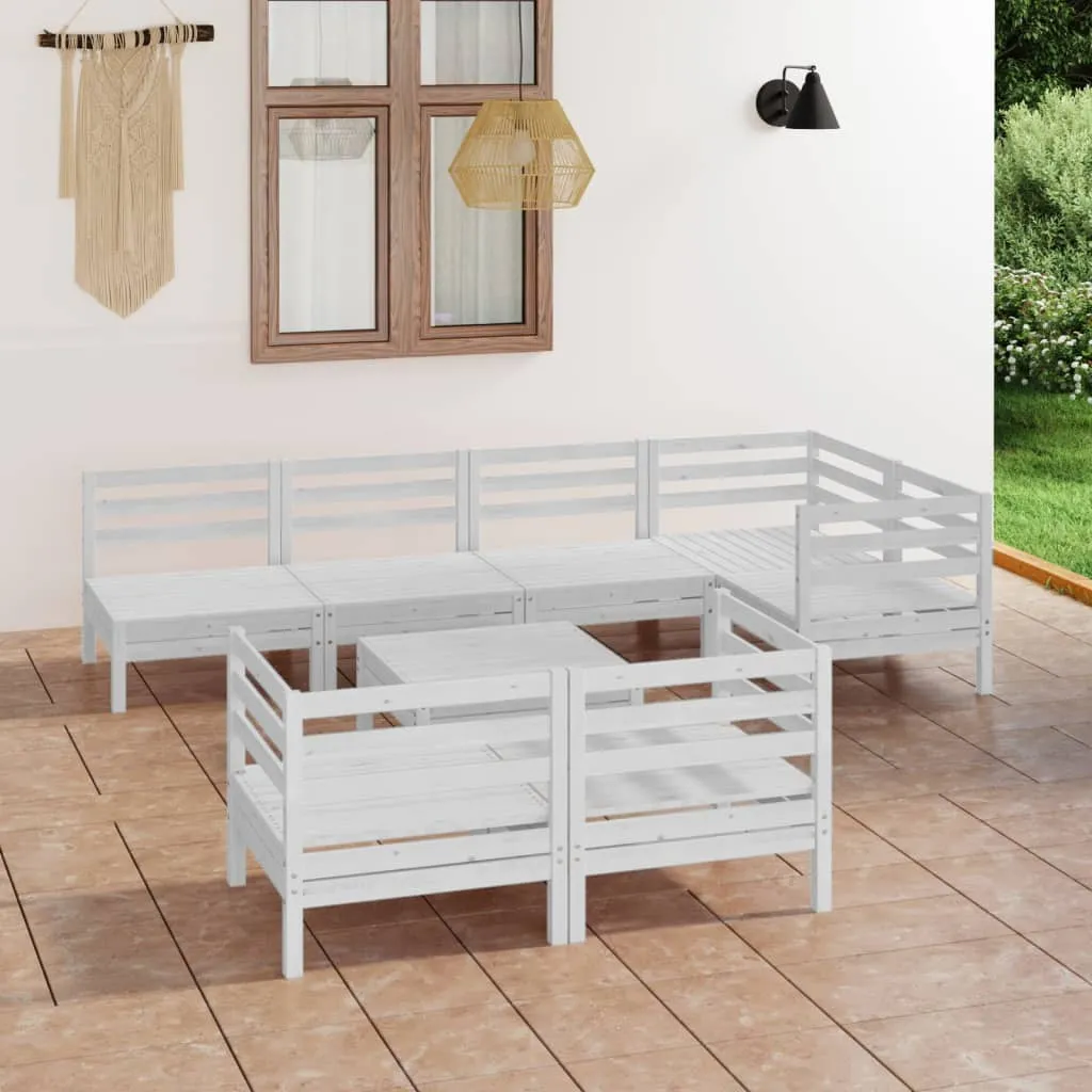 vidaXL Set Salotto da Giardino 8 pz in Legno Massello di Pino Bianco