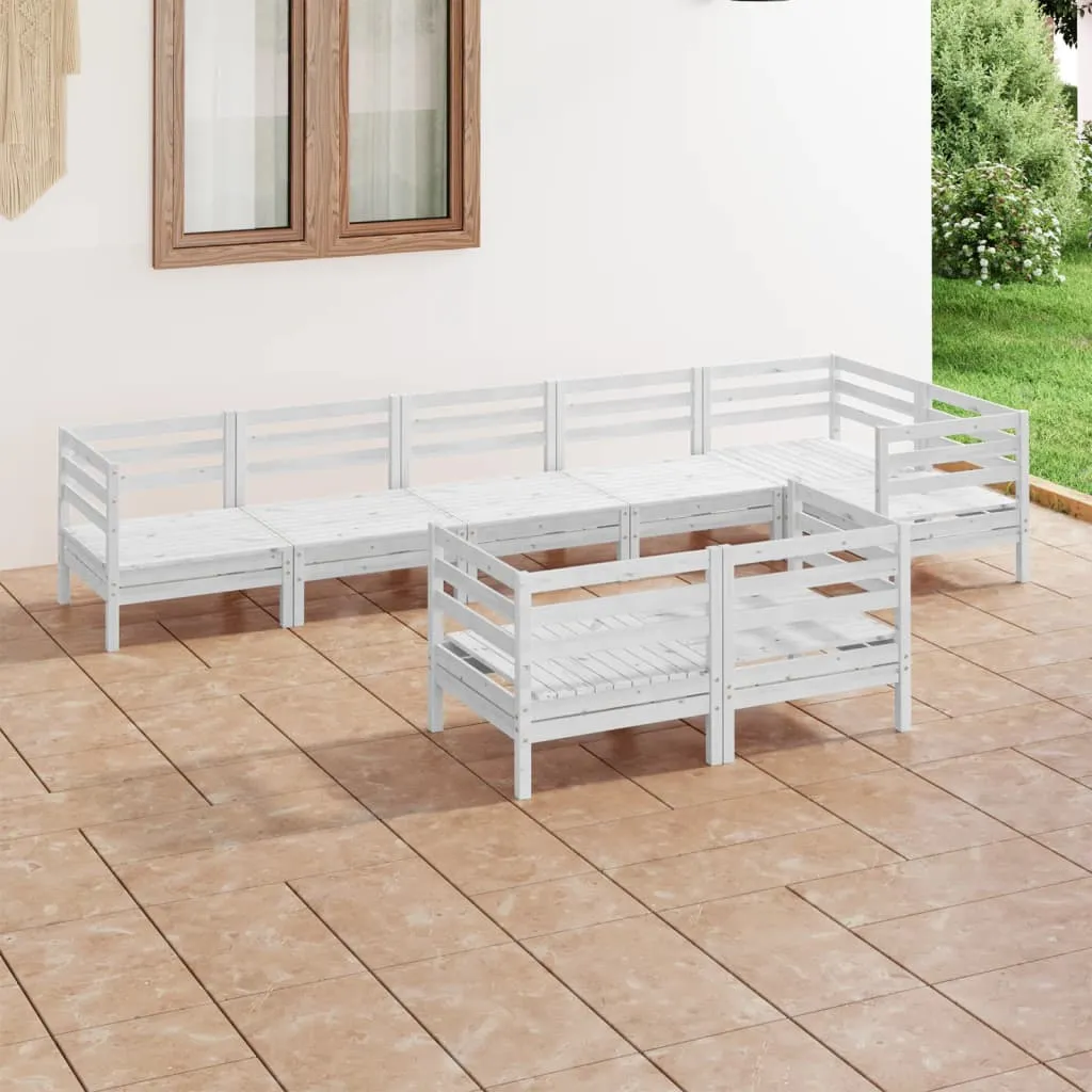 vidaXL Set Salotto da Giardino 8 pz in Legno Massello di Pino Bianco