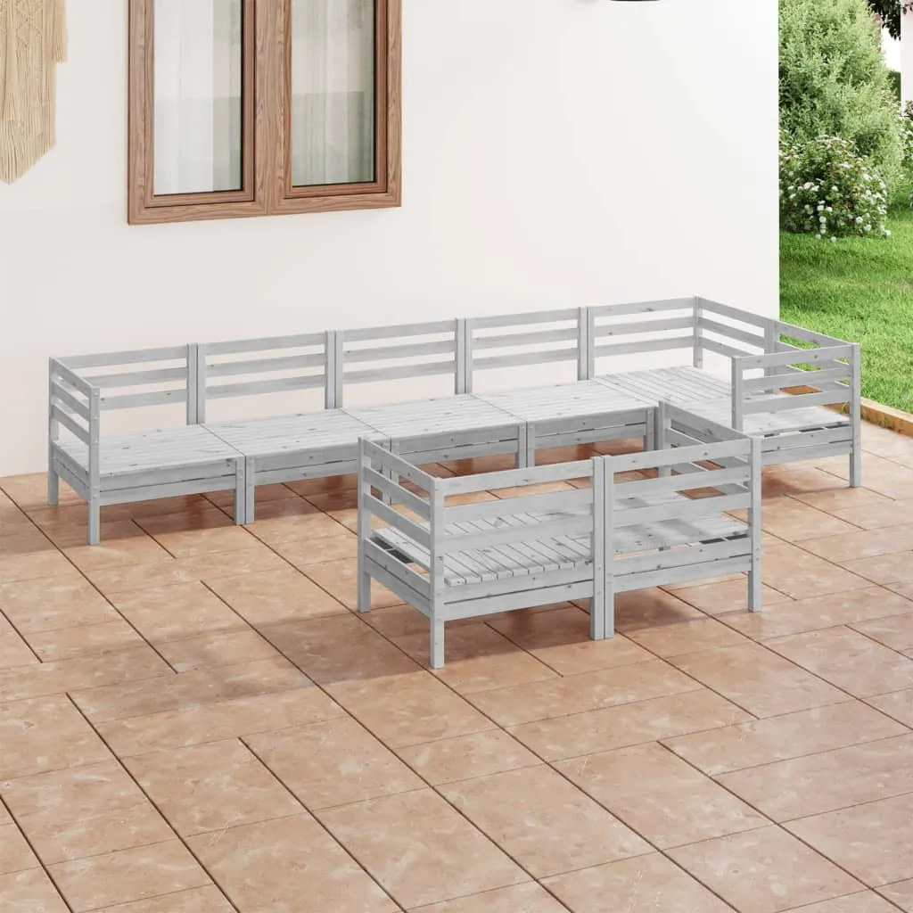 vidaXL Set Salotto da Giardino 8 pz in Legno Massello di Pino Grigio