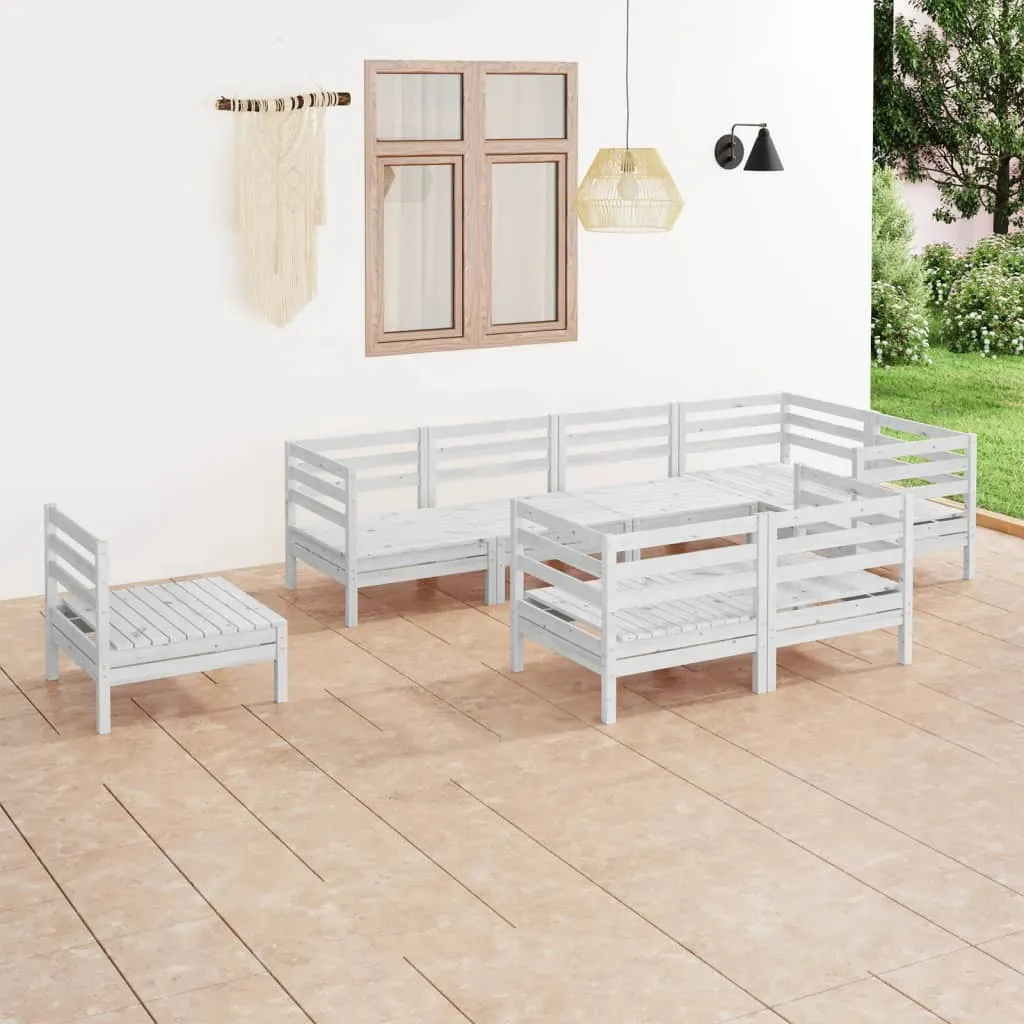 vidaXL Set Salotto da Giardino 8 pz in Legno Massello di Pino Bianco