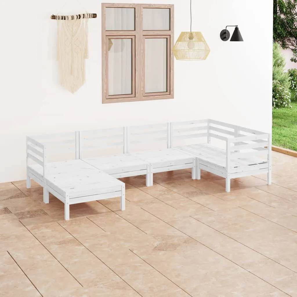 vidaXL Set Salotto da Giardino 6 pz in Legno Massello di Pino Bianco