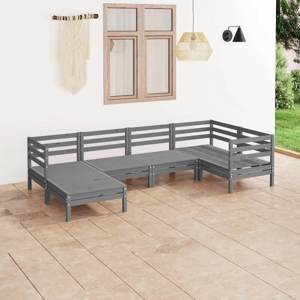 vidaXL Set Salotto da Giardino 6 pz in Legno Massello di Pino Grigio