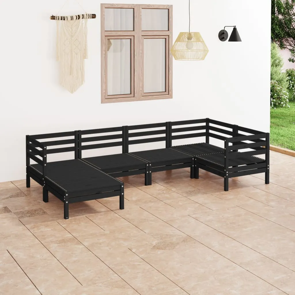 vidaXL Set Salotto da Giardino 6 pz in Legno Massello di Pino Nero