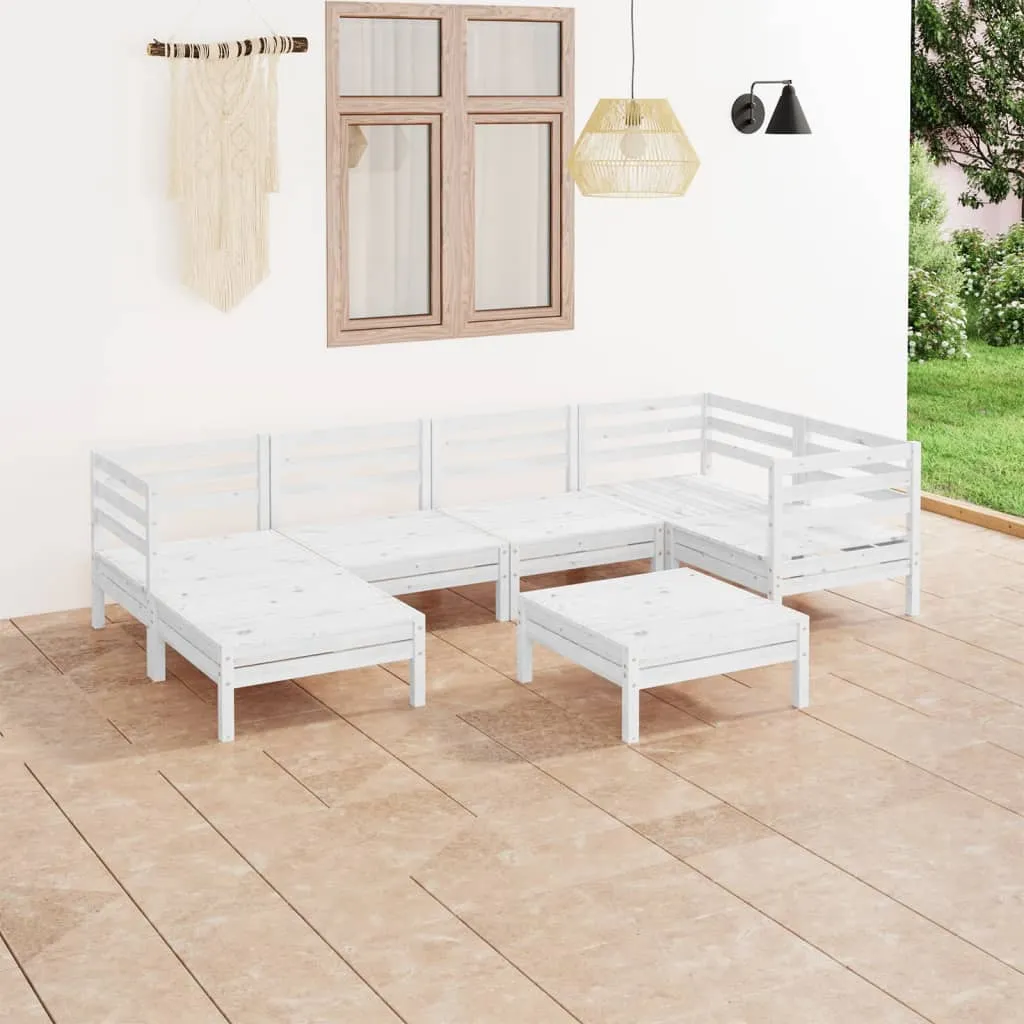 vidaXL Set Salotto da Giardino 7 pz in Legno Massello di Pino Bianco