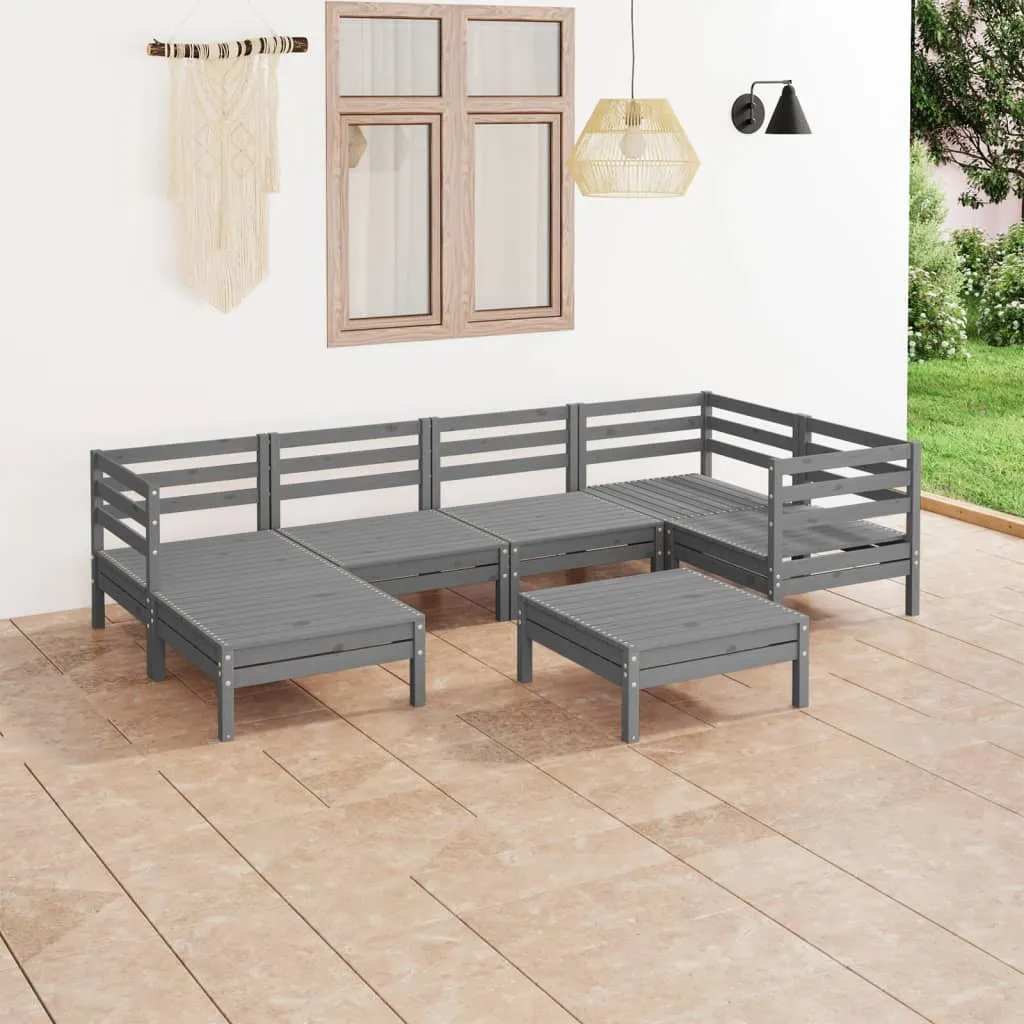 vidaXL Set Salotto da Giardino 7 pz in Legno Massello di Pino Grigio