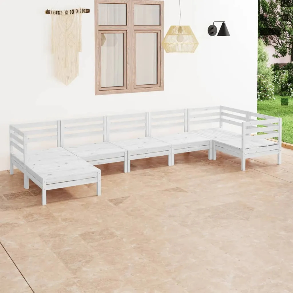 vidaXL Set Salotto da Giardino 7 pz in Legno Massello di Pino Bianco