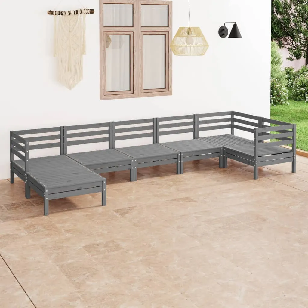 vidaXL Set Salotto da Giardino 7 pz in Legno Massello di Pino Grigio