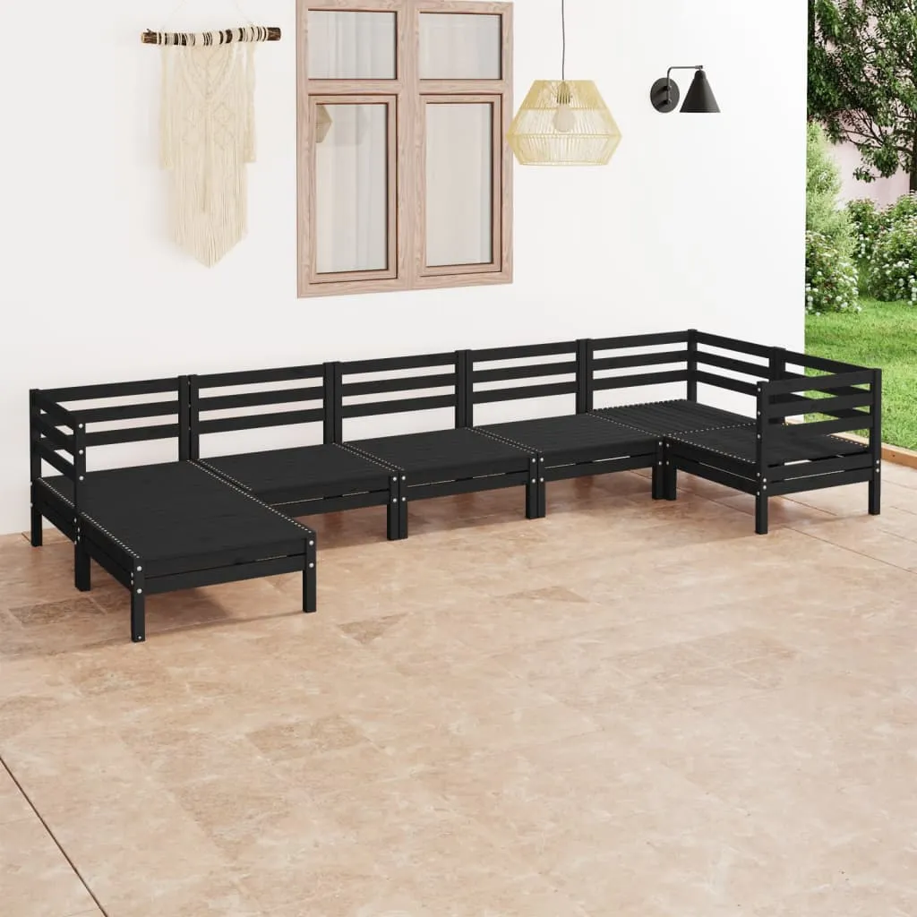 vidaXL Set Salotto da Giardino 7 pz in Legno Massello di Pino Nero