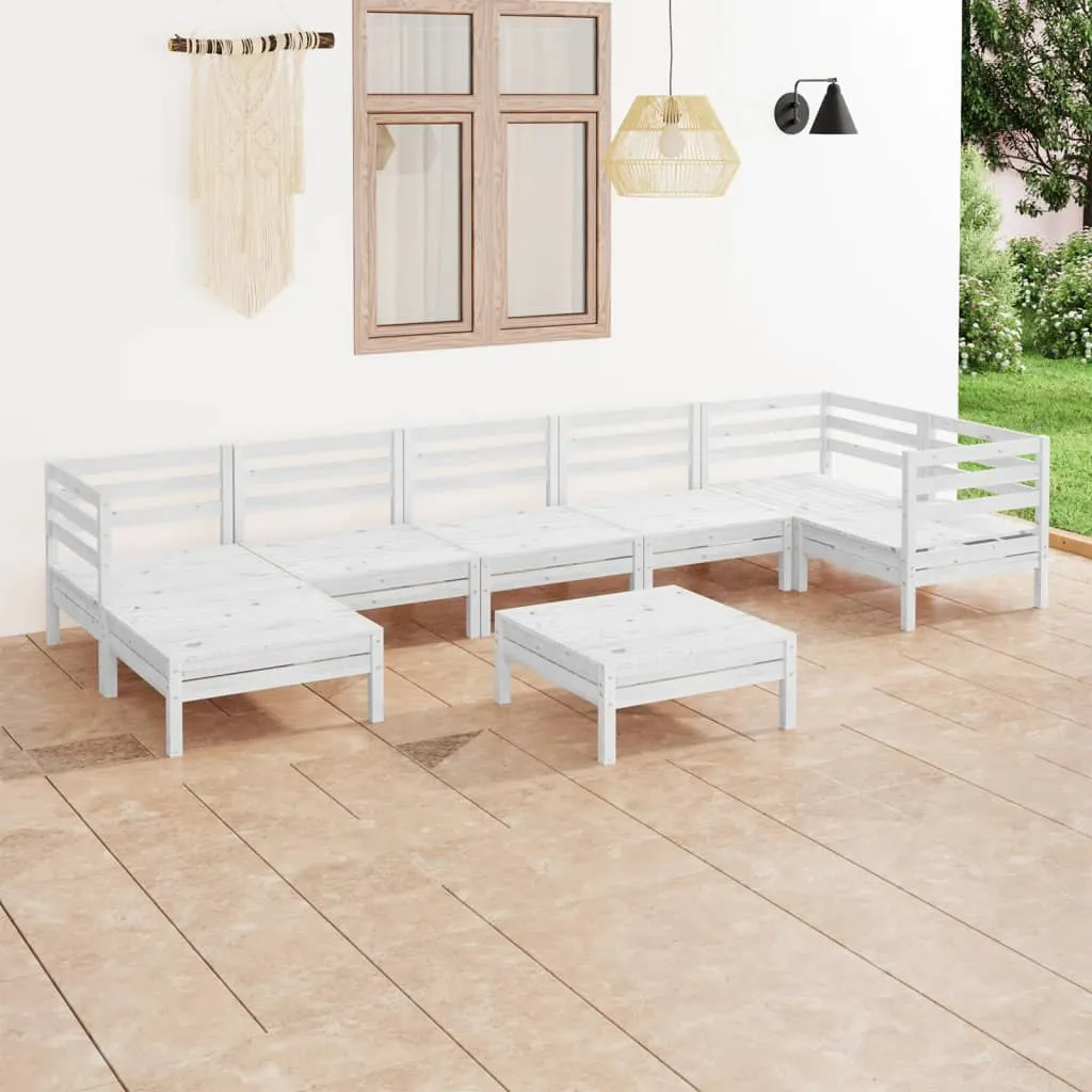 vidaXL Set Salotto da Giardino 8 pz in Legno Massello di Pino Bianco