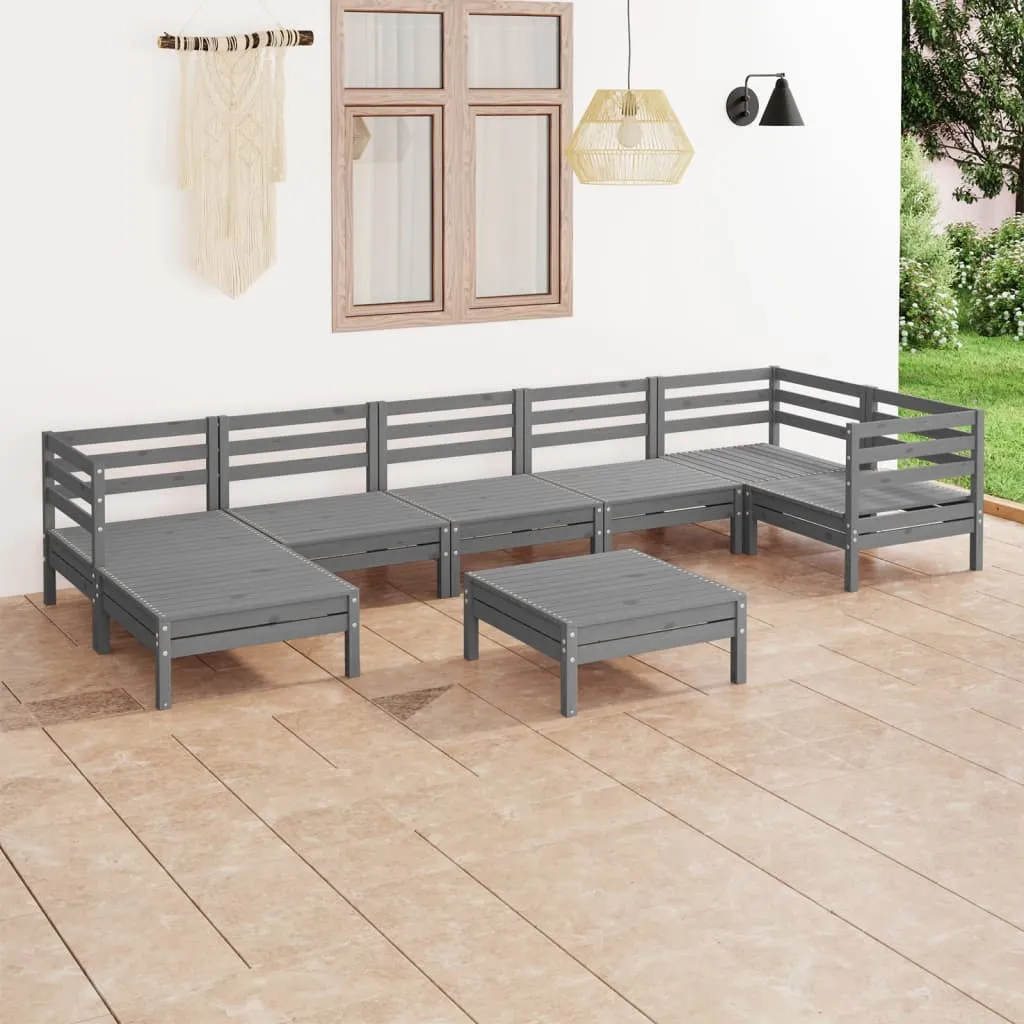 vidaXL Set Salotto da Giardino 8 pz in Legno Massello di Pino Grigio