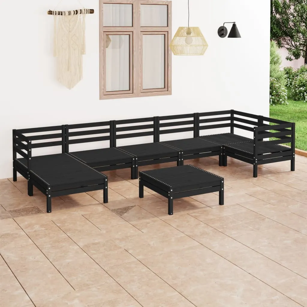 vidaXL Set Salotto da Giardino 8 pz in Legno Massello di Pino Nero