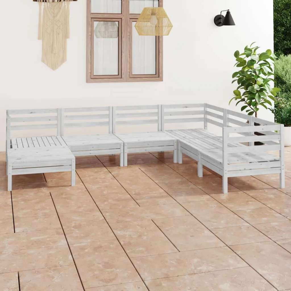 vidaXL Set Salotto da Giardino 7 pz in Legno Massello di Pino Bianco