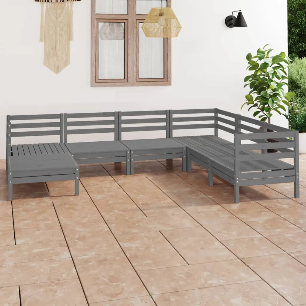 vidaXL Set Salotto da Giardino 7 pz in Legno Massello di Pino Grigio