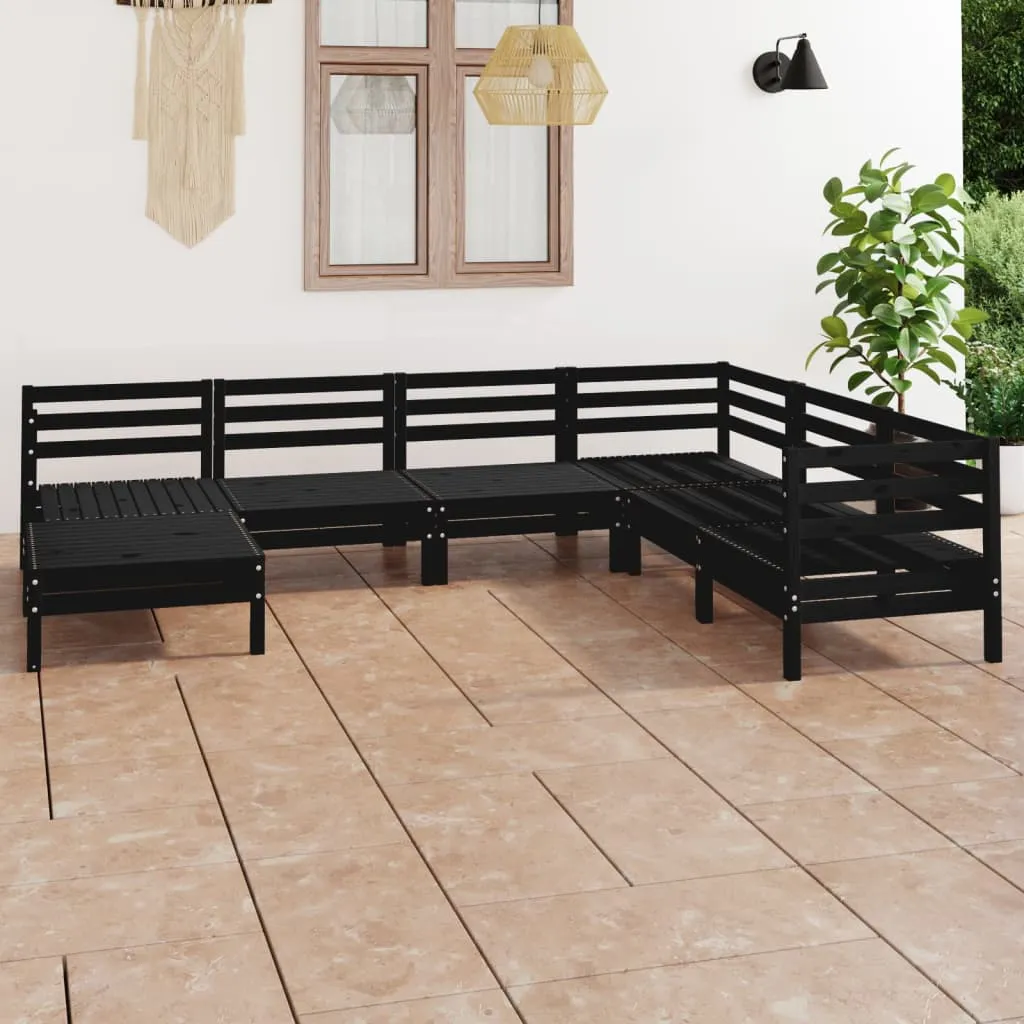 vidaXL Set Salotto da Giardino 7 pz in Legno Massello di Pino Nero