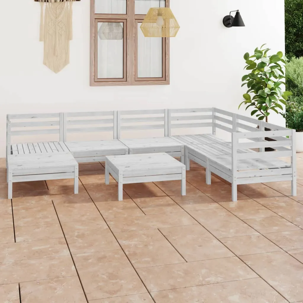 vidaXL Set Salotto da Giardino 8 pz in Legno Massello di Pino Bianco