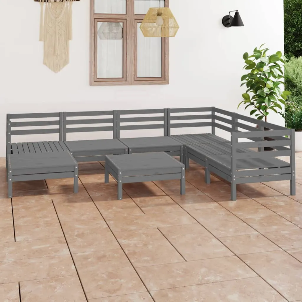 vidaXL Set Salotto da Giardino 8 pz in Legno Massello di Pino Grigio