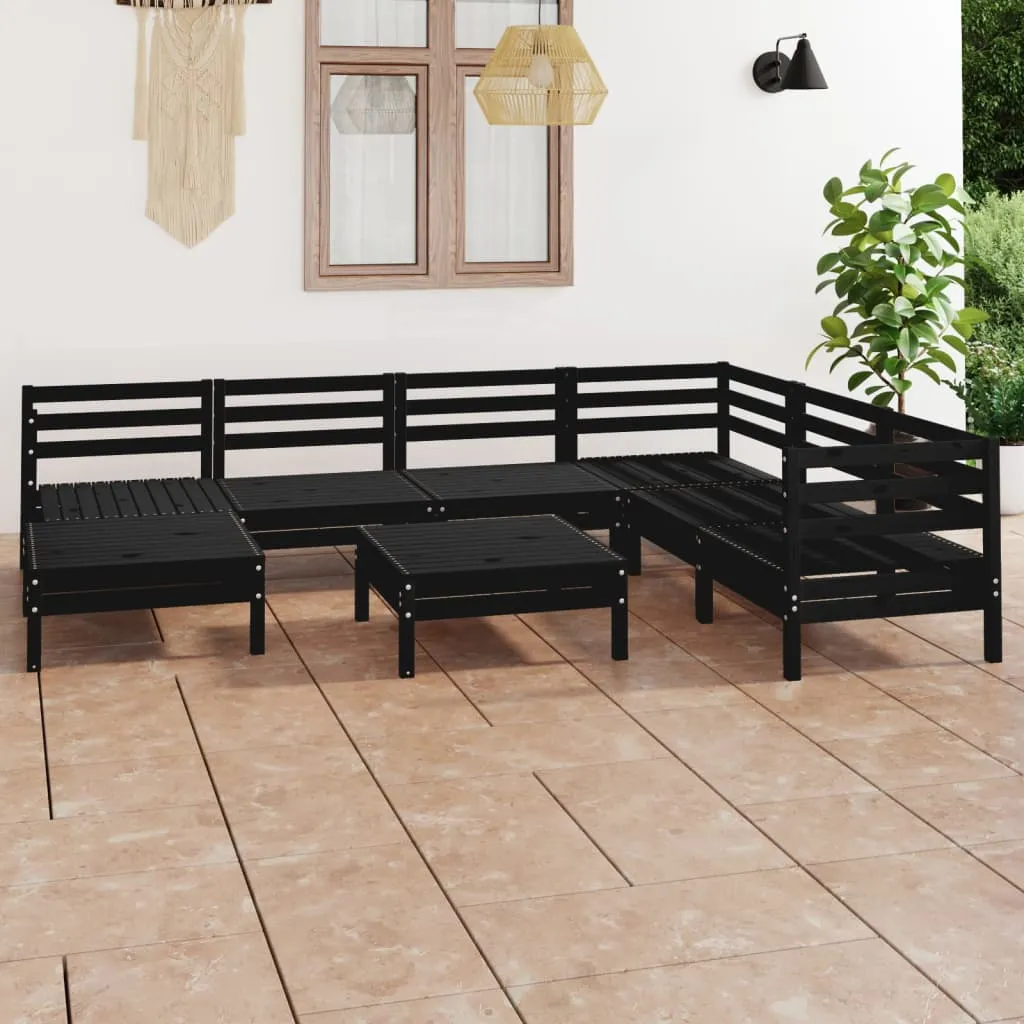 vidaXL Set Salotto da Giardino 8 pz in Legno Massello di Pino Nero