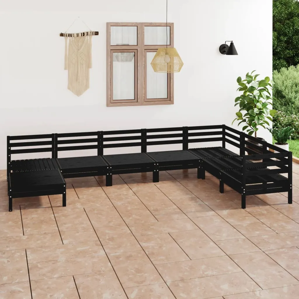 vidaXL Set Salotto da Giardino 8 pz in Legno Massello di Pino Nero