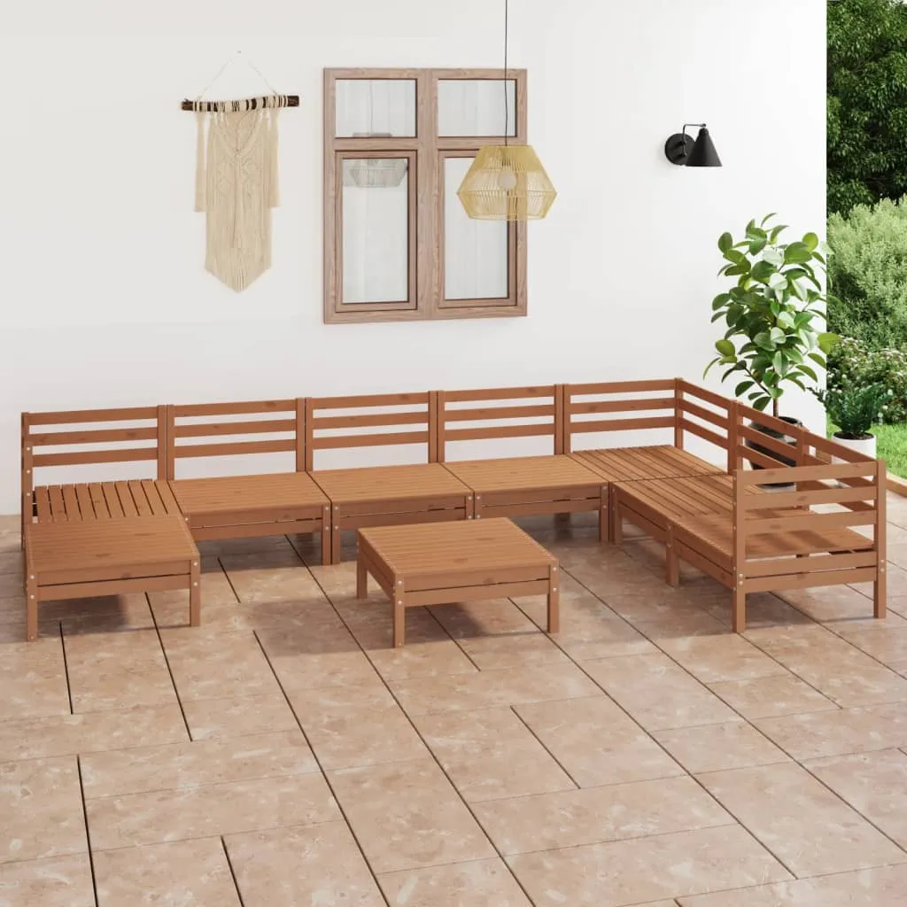 vidaXL Set Salotto da Giardino 9 pz in Legno Massello di Pino Miele