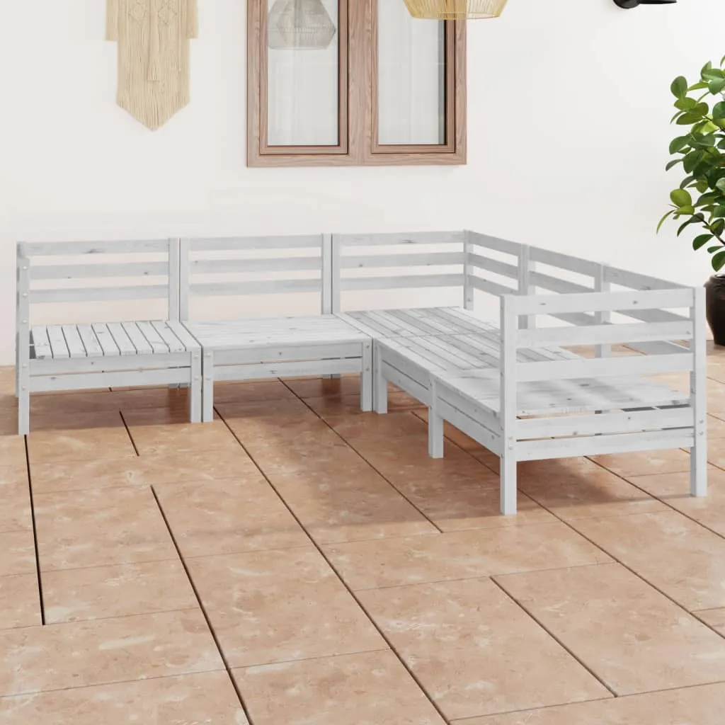 vidaXL Set Salotto da Giardino 5 pz in Legno Massello di Pino Bianco