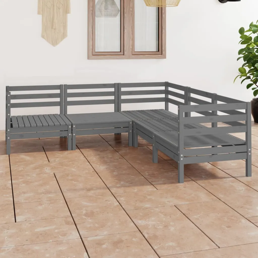 vidaXL Set Salotto da Giardino 5 pz in Legno Massello di Pino Grigio