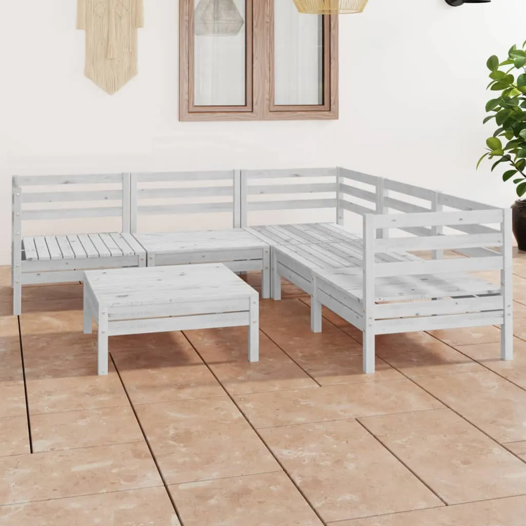 vidaXL Set Salotto da Giardino 6 pz in Legno Massello di Pino Bianco