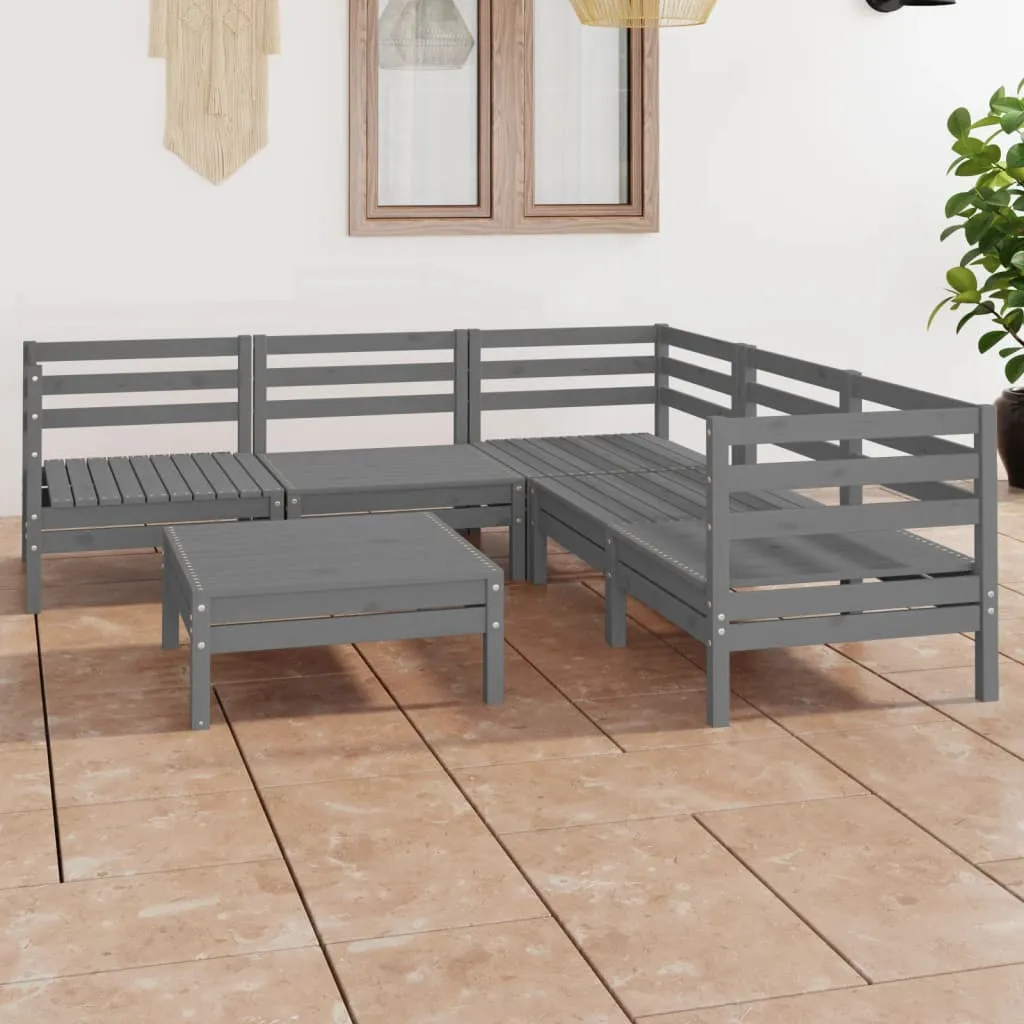 vidaXL Set Salotto da Giardino 6 pz in Legno Massello di Pino Grigio