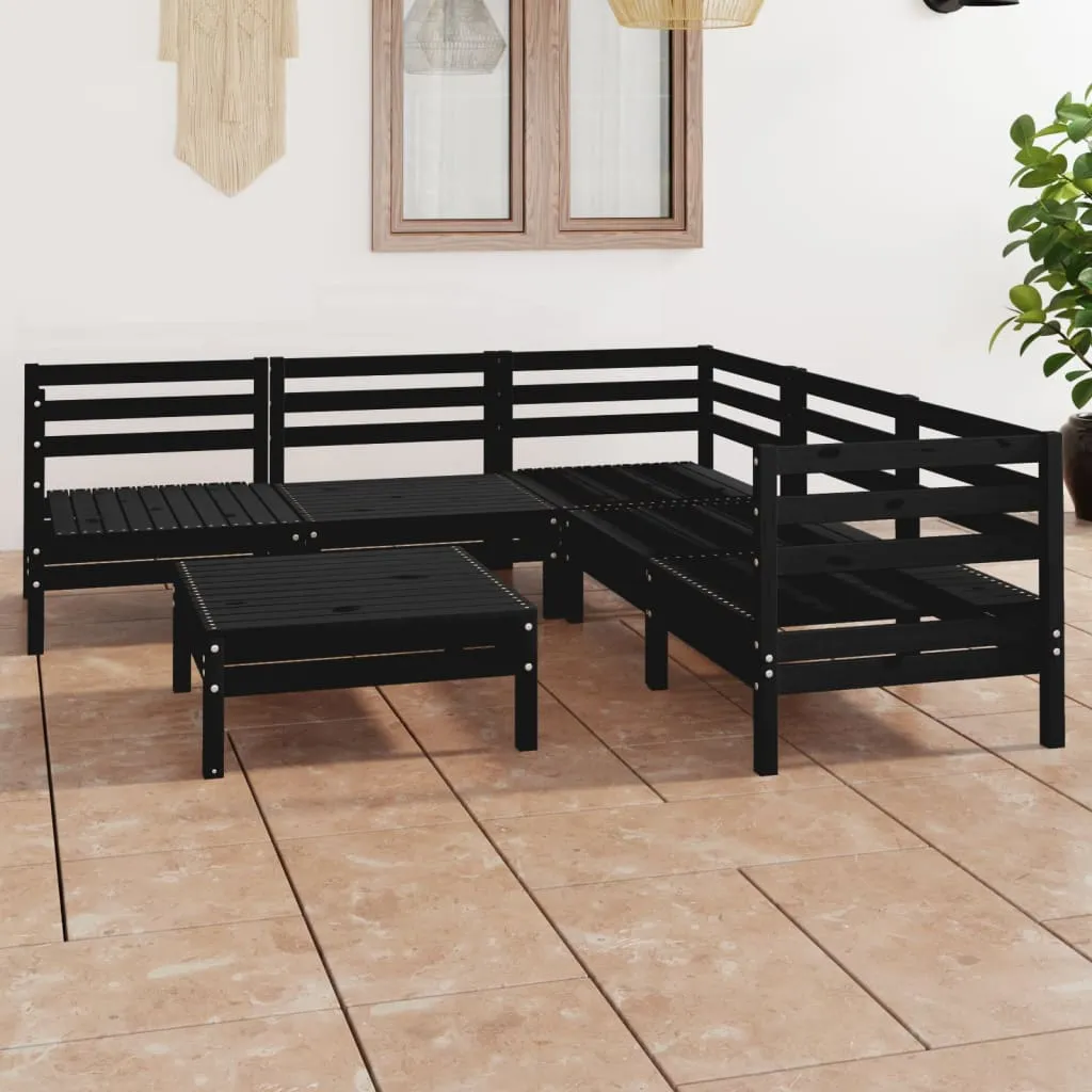 vidaXL Set Salotto da Giardino 6 pz in Legno Massello di Pino Nero