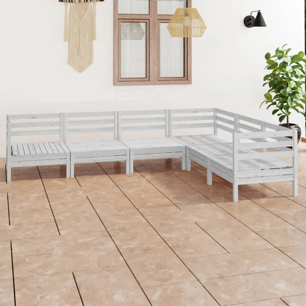 vidaXL Set Salotto da Giardino 6 pz in Legno Massello di Pino Bianco