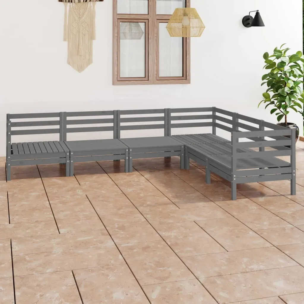 vidaXL Set Salotto da Giardino 6 pz in Legno Massello di Pino Grigio