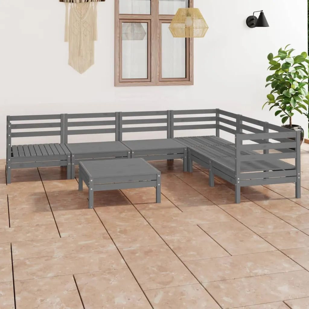 vidaXL Set Salotto da Giardino 7 pz in Legno Massello di Pino Grigio