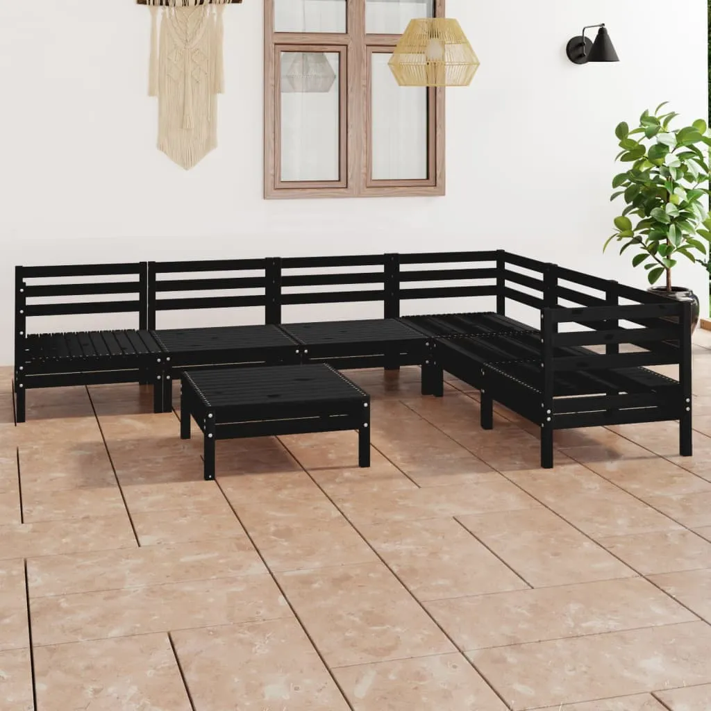 vidaXL Set Salotto da Giardino 7 pz in Legno Massello di Pino Nero