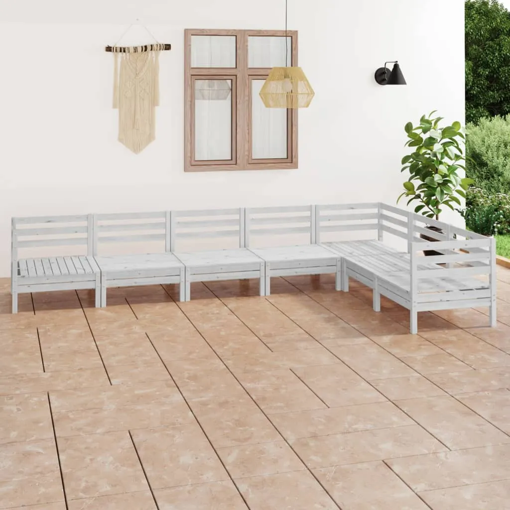 vidaXL Set Salotto da Giardino 7 pz in Legno Massello di Pino Bianco