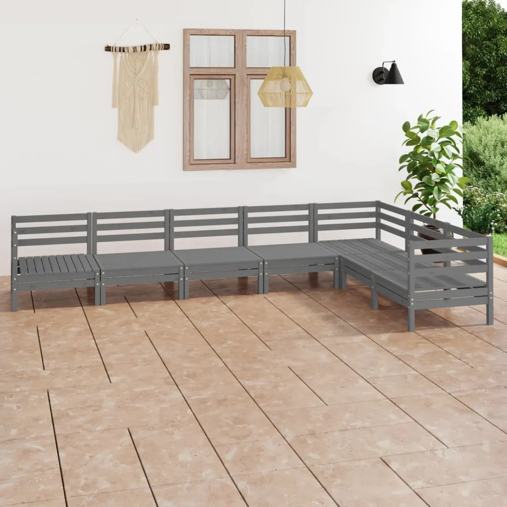 vidaXL Set Salotto da Giardino 7 pz in Legno Massello di Pino Grigio