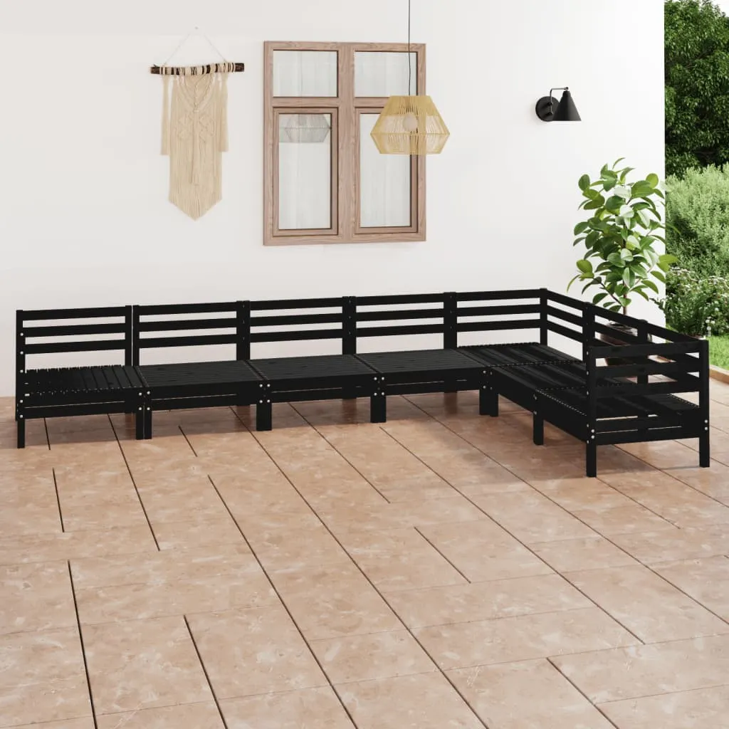 vidaXL Set Salotto da Giardino 7 pz in Legno Massello di Pino Nero