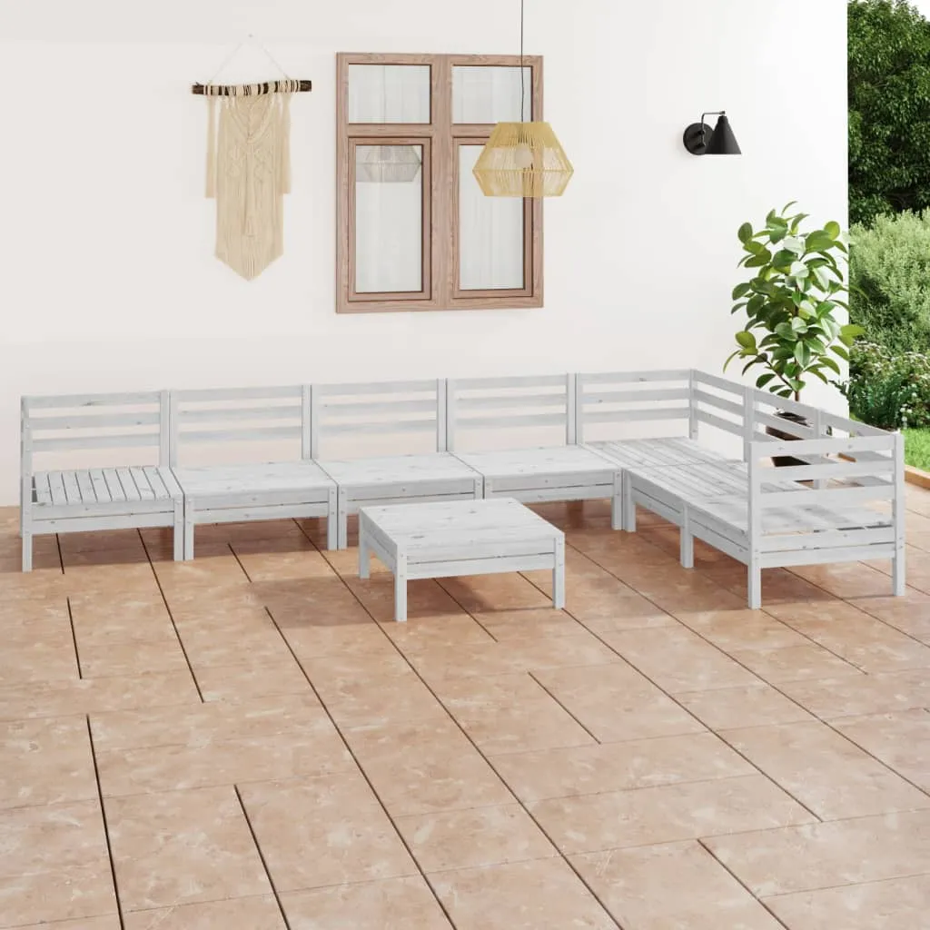 vidaXL Set Salotto da Giardino 8 pz in Legno Massello di Pino Bianco