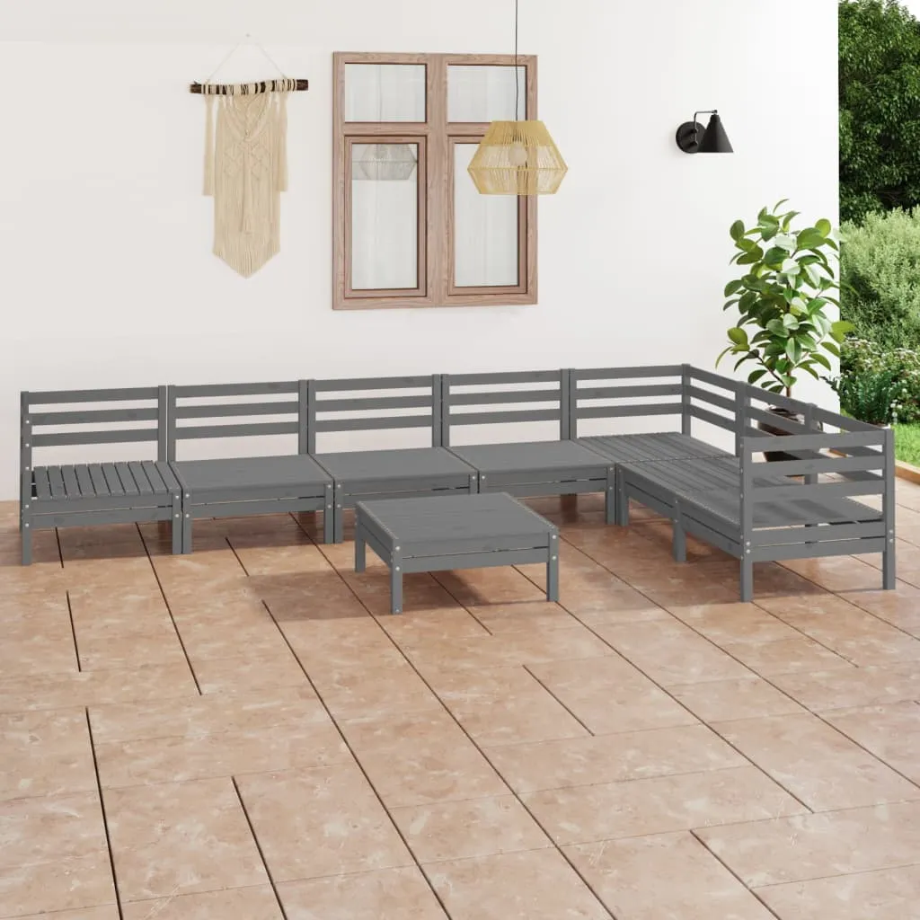 vidaXL Set Salotto da Giardino 8 pz in Legno Massello di Pino Grigio