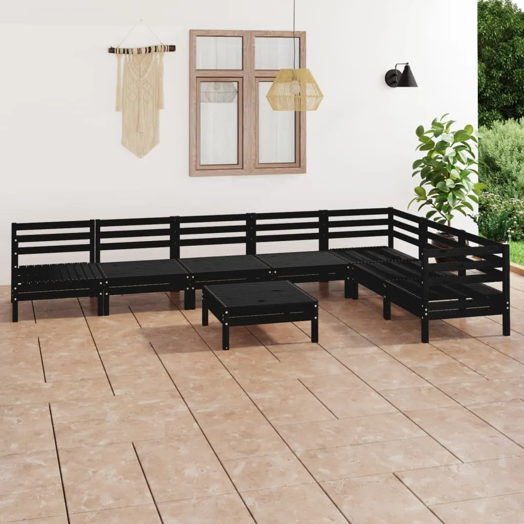 vidaXL Set Salotto da Giardino 8 pz in Legno Massello di Pino Nero